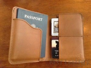 Saddleback Leather RFID Shielded Passport Wallet Tobacco inside