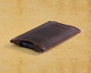 Saddleback Leather iPhone 5 case in Dark Coffee Brown quarter view