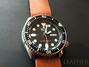 Inexpensive Full Grain Leather Watch Strap quarter