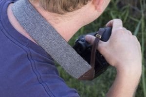 Cecilia Camera Strap around neck