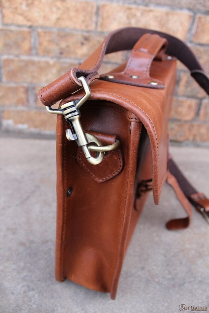 Webbing and Bridle Leather Crossbody/Shoulder Bag Strap Chestnut & Natural Webbing & Stainless