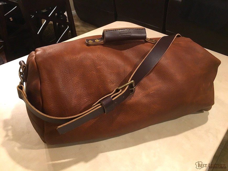 Orange Tumbled Leather Duffle Bag