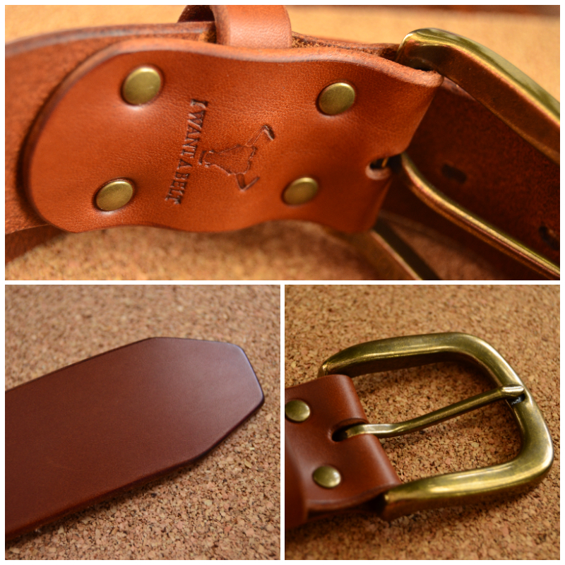 Handmade oak bark leather, heavy duty belt with solid brass buckle